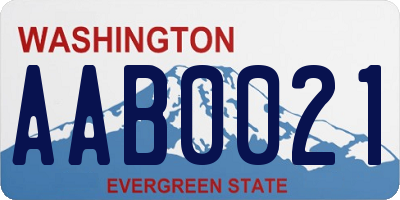 WA license plate AAB0021