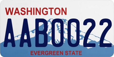 WA license plate AAB0022