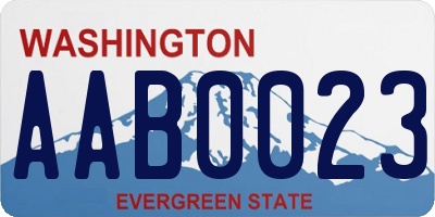 WA license plate AAB0023