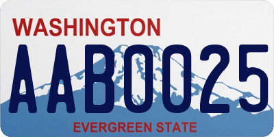 WA license plate AAB0025