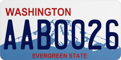 WA license plate AAB0026