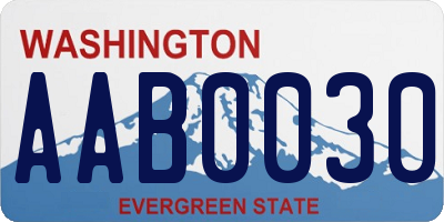 WA license plate AAB0030