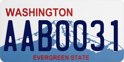 WA license plate AAB0031