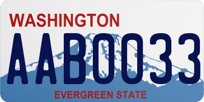 WA license plate AAB0033