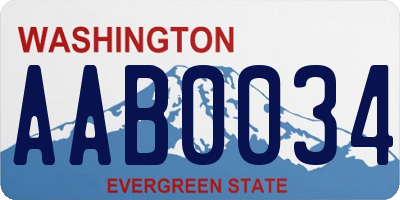 WA license plate AAB0034