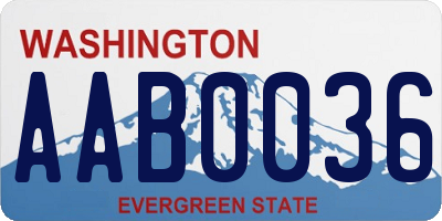 WA license plate AAB0036