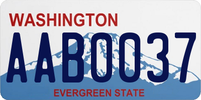 WA license plate AAB0037