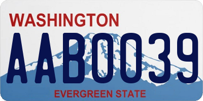 WA license plate AAB0039