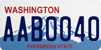 WA license plate AAB0040