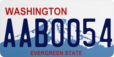 WA license plate AAB0054