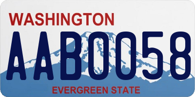 WA license plate AAB0058