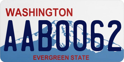 WA license plate AAB0062