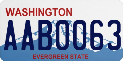 WA license plate AAB0063