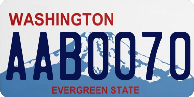 WA license plate AAB0070