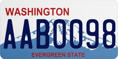 WA license plate AAB0098