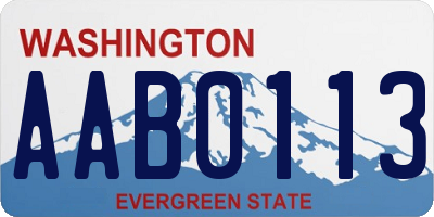 WA license plate AAB0113