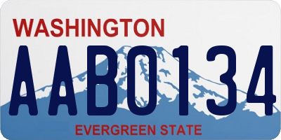 WA license plate AAB0134