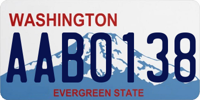 WA license plate AAB0138