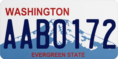 WA license plate AAB0172