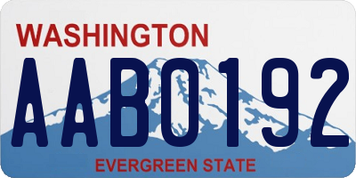 WA license plate AAB0192