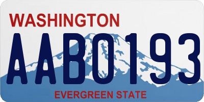 WA license plate AAB0193