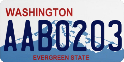 WA license plate AAB0203