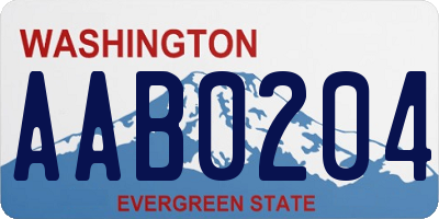 WA license plate AAB0204