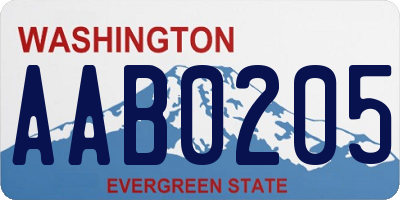 WA license plate AAB0205