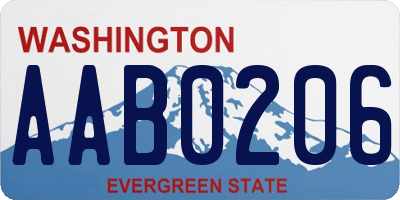 WA license plate AAB0206