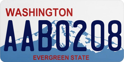 WA license plate AAB0208