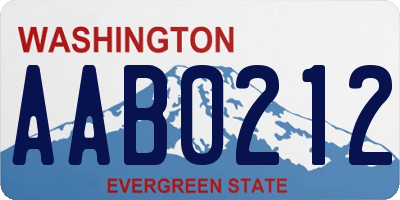 WA license plate AAB0212