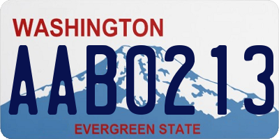 WA license plate AAB0213