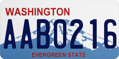 WA license plate AAB0216