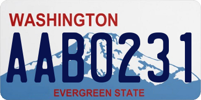 WA license plate AAB0231