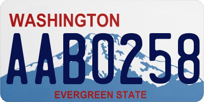 WA license plate AAB0258