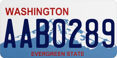 WA license plate AAB0289