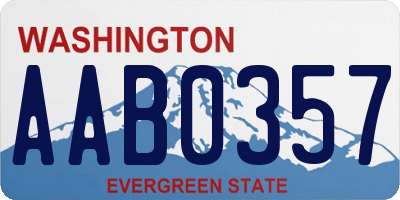 WA license plate AAB0357