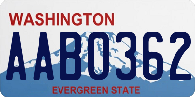 WA license plate AAB0362