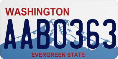 WA license plate AAB0363