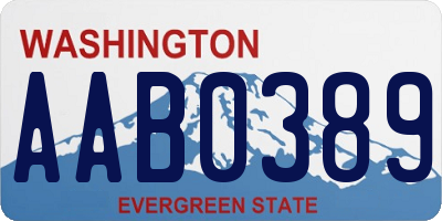 WA license plate AAB0389