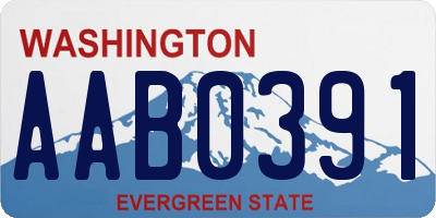 WA license plate AAB0391