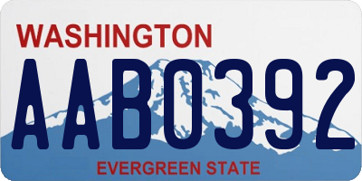 WA license plate AAB0392