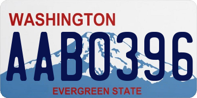 WA license plate AAB0396