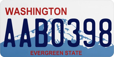 WA license plate AAB0398