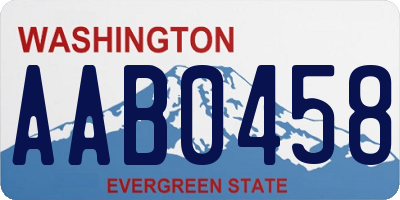 WA license plate AAB0458