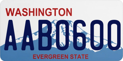 WA license plate AAB0600