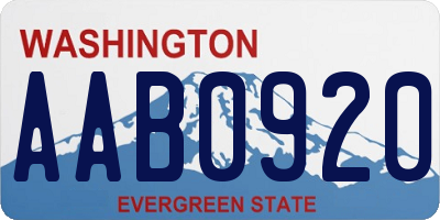 WA license plate AAB0920