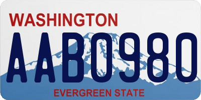 WA license plate AAB0980