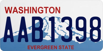 WA license plate AAB1398