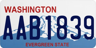 WA license plate AAB1839